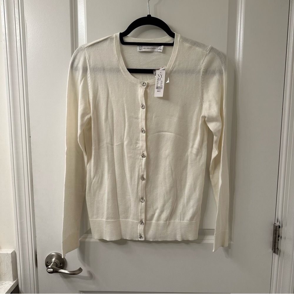 New York & Company White Cardigan